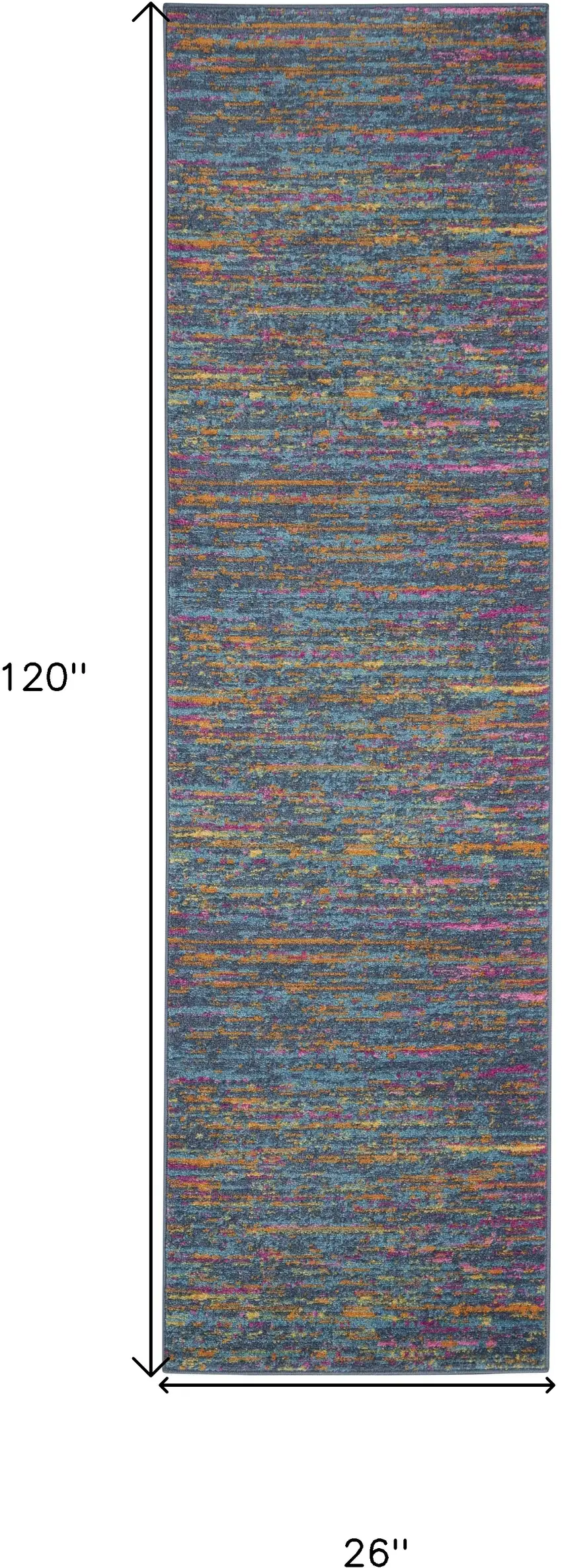 10' Blue And Orange Abstract Distressed Runner Rug Photo 8