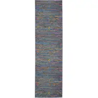 Photo of Blue Distressed Striations Runner Rug