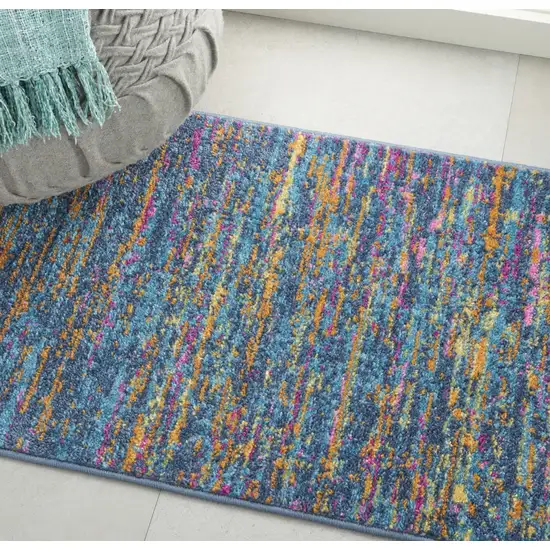 Blue And Orange Abstract Power Loom Area Rug Photo 7