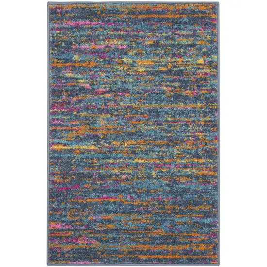 Blue And Orange Abstract Power Loom Area Rug Photo 4