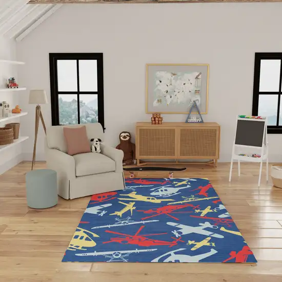 Blue Flatweave Non Skid Area Rug Photo 5
