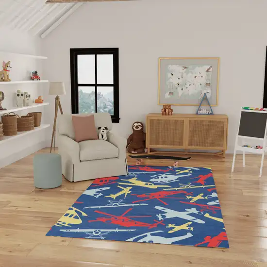 Blue Flatweave Non Skid Area Rug Photo 4