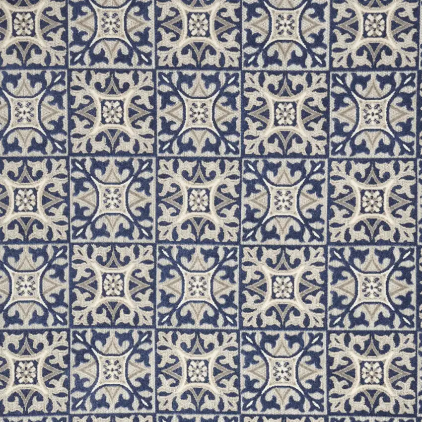 Blue Fleur De Lis Stain Resistant Non Skid Area Rug Photo 3