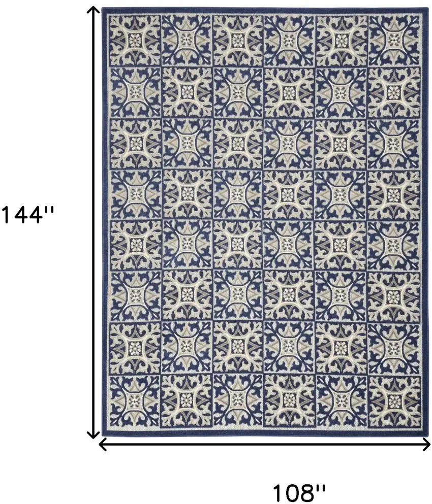 Blue Fleur De Lis Stain Resistant Non Skid Area Rug Photo 5