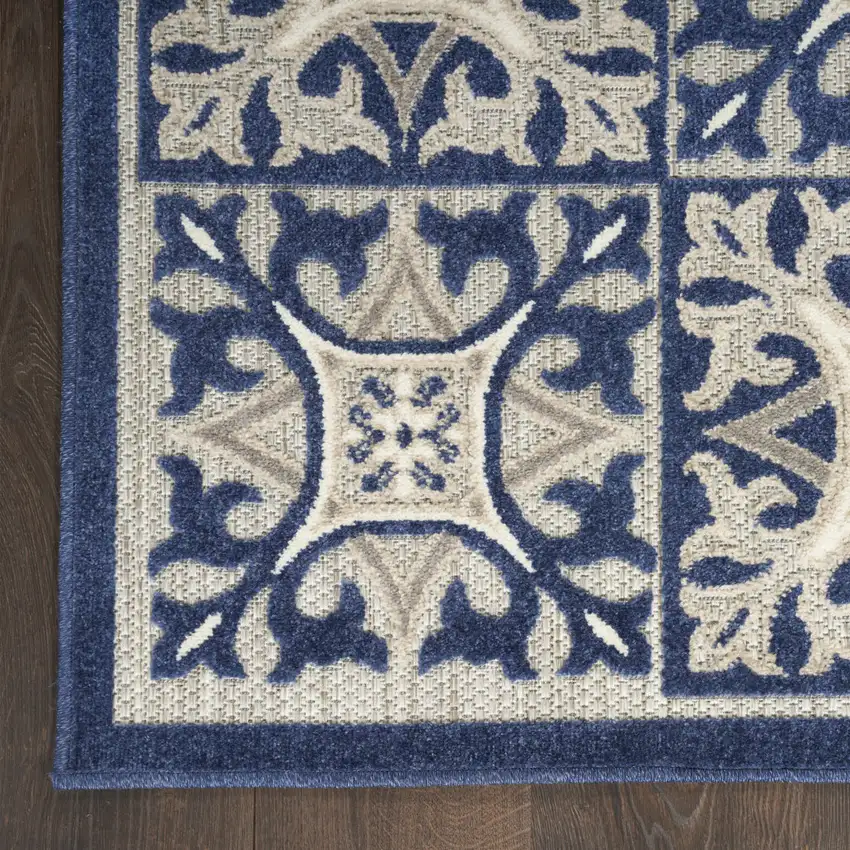 Blue Fleur De Lis Stain Resistant Non Skid Area Rug Photo 6