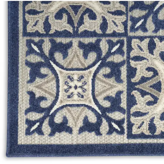 Blue Fleur De Lis Stain Resistant Non Skid Area Rug Photo 4