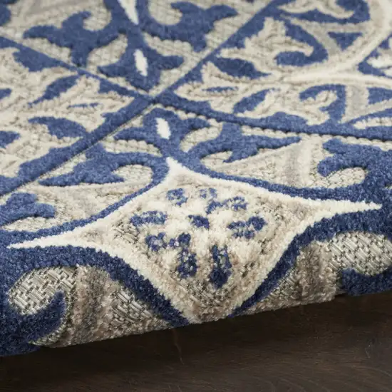 Blue Fleur De Lis Stain Resistant Non Skid Area Rug Photo 9