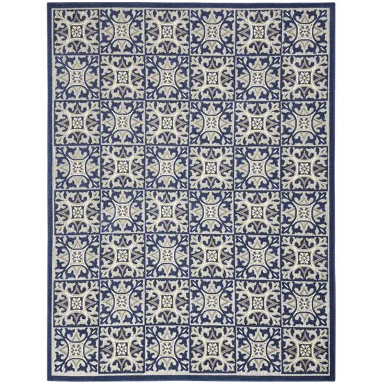 Blue Fleur De Lis Stain Resistant Non Skid Area Rug Photo 3