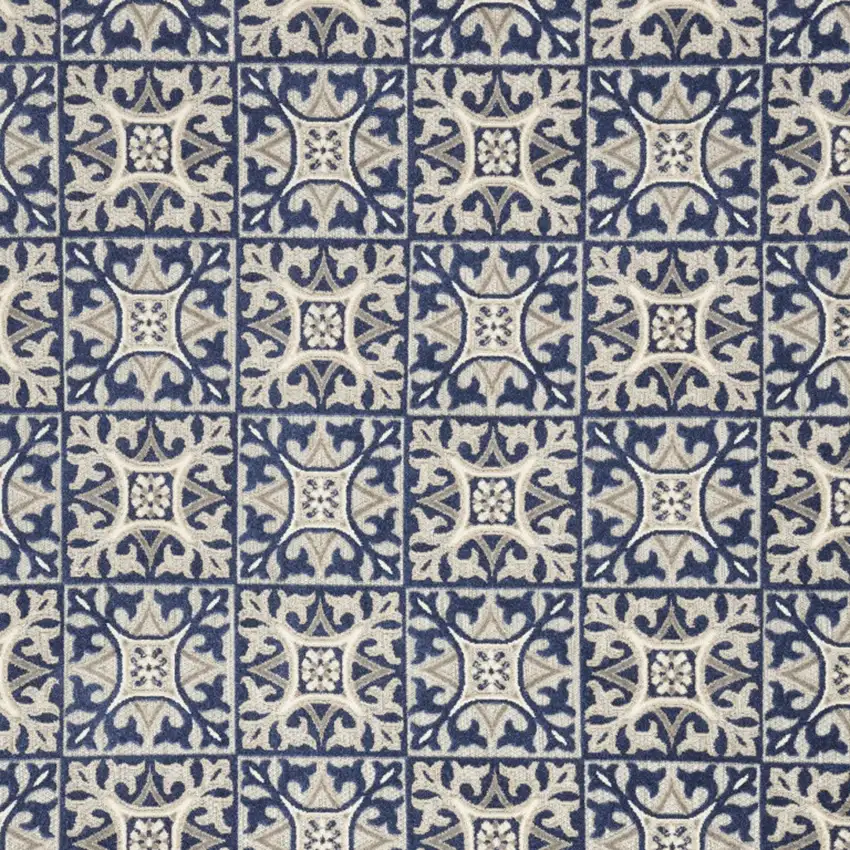 Blue Fleur De Lis Stain Resistant Non Skid Area Rug Photo 3