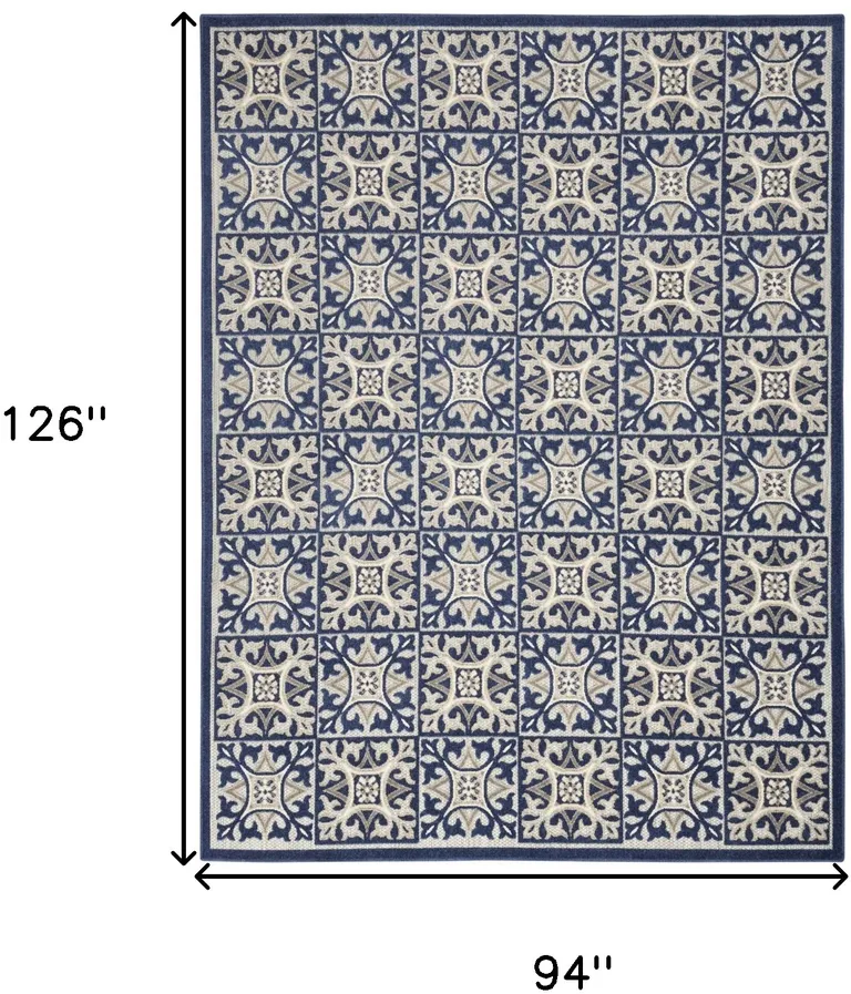 Blue Fleur De Lis Stain Resistant Non Skid Area Rug Photo 4
