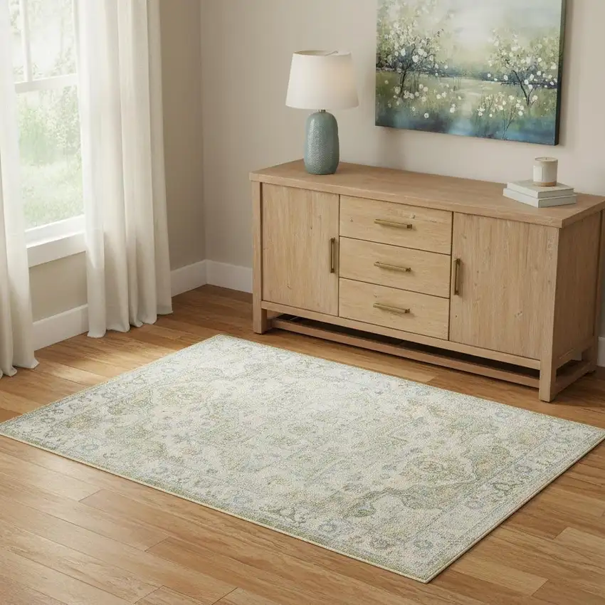 Blue Floral Area Rug Photo 1