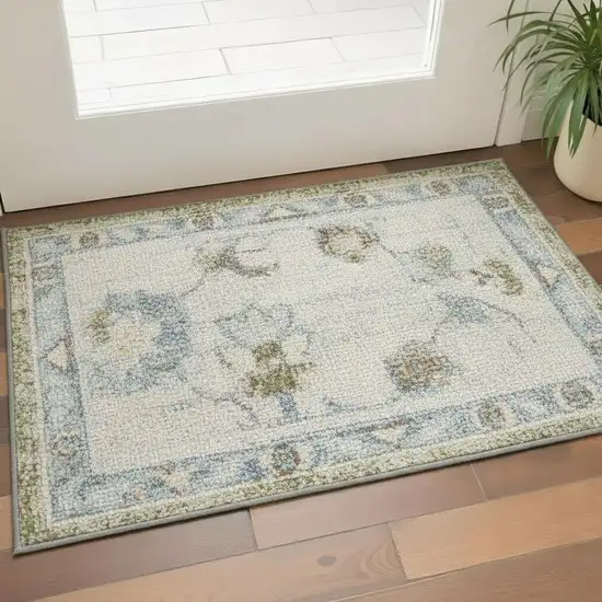 Blue Floral Area Rug Photo 1