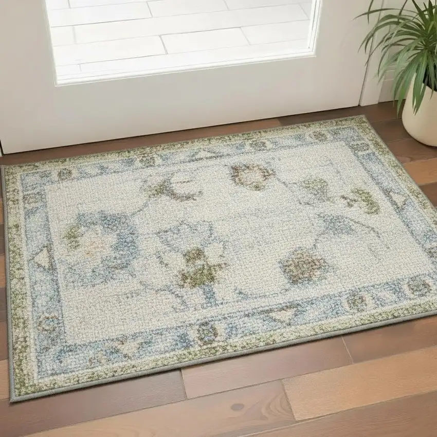 Blue Floral Area Rug Photo 1