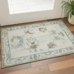 Photo of Blue Floral Area Rug