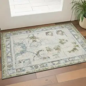 Photo of Blue Floral Area Rug