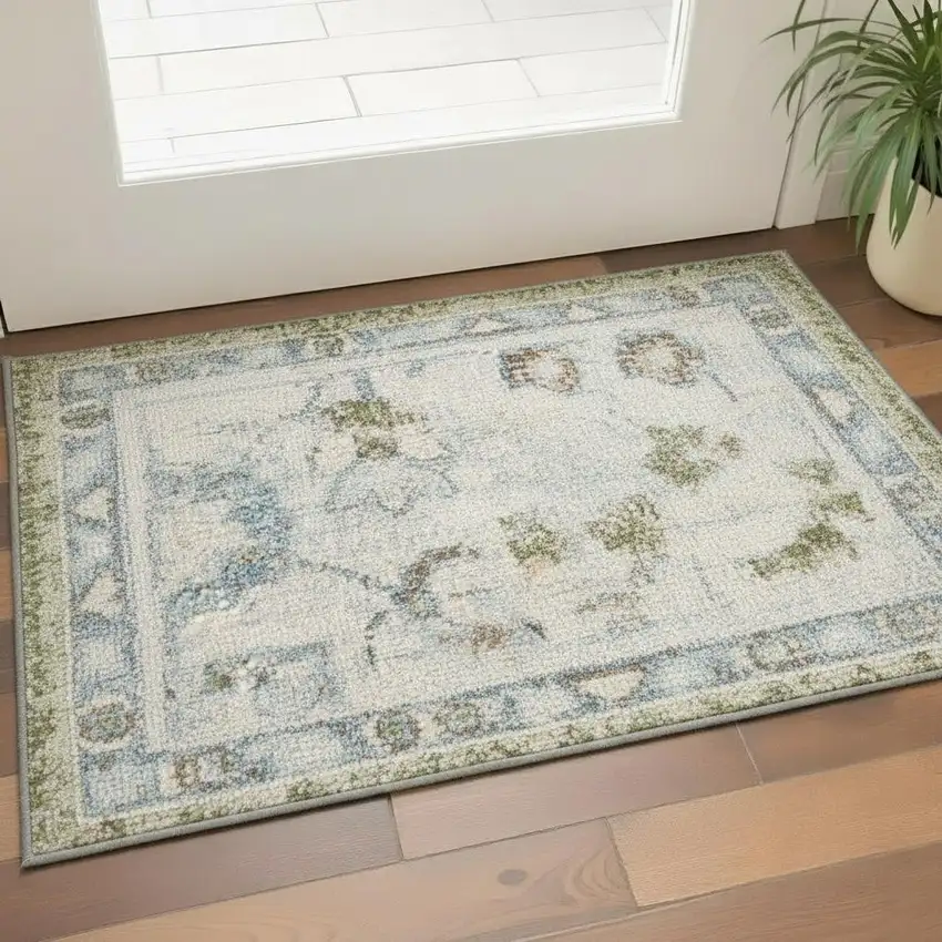 Blue Floral Area Rug Photo 1