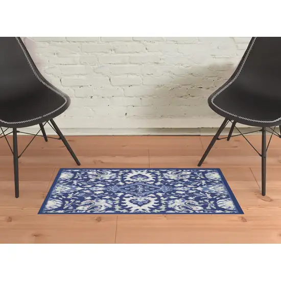 Blue Floral Area Rug Photo 1