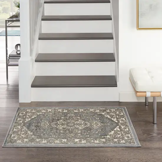 Blue Floral Area Rug Photo 4