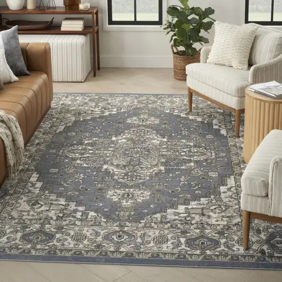 Blue Floral Area Rug Photo 4