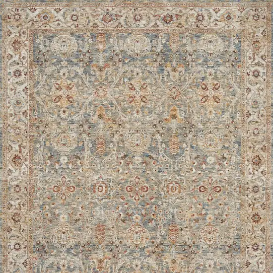 Blue Floral Distressed Area Rug Photo 8
