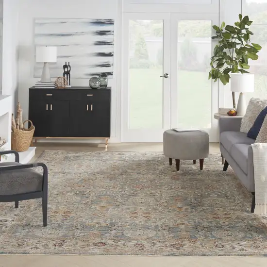 Blue Floral Distressed Area Rug Photo 6