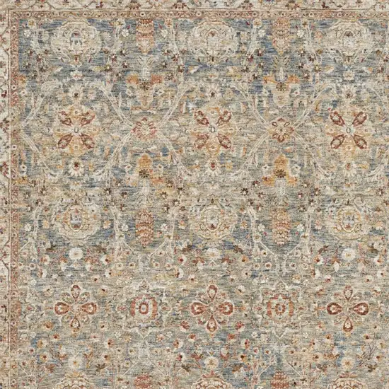 Blue Floral Distressed Area Rug Photo 3