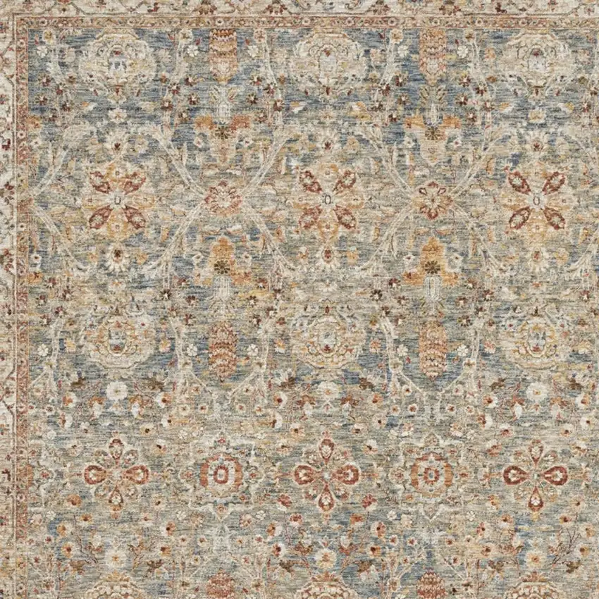 Blue Floral Distressed Area Rug Photo 3