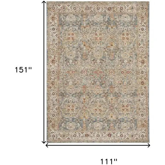 Blue Floral Distressed Area Rug Photo 3
