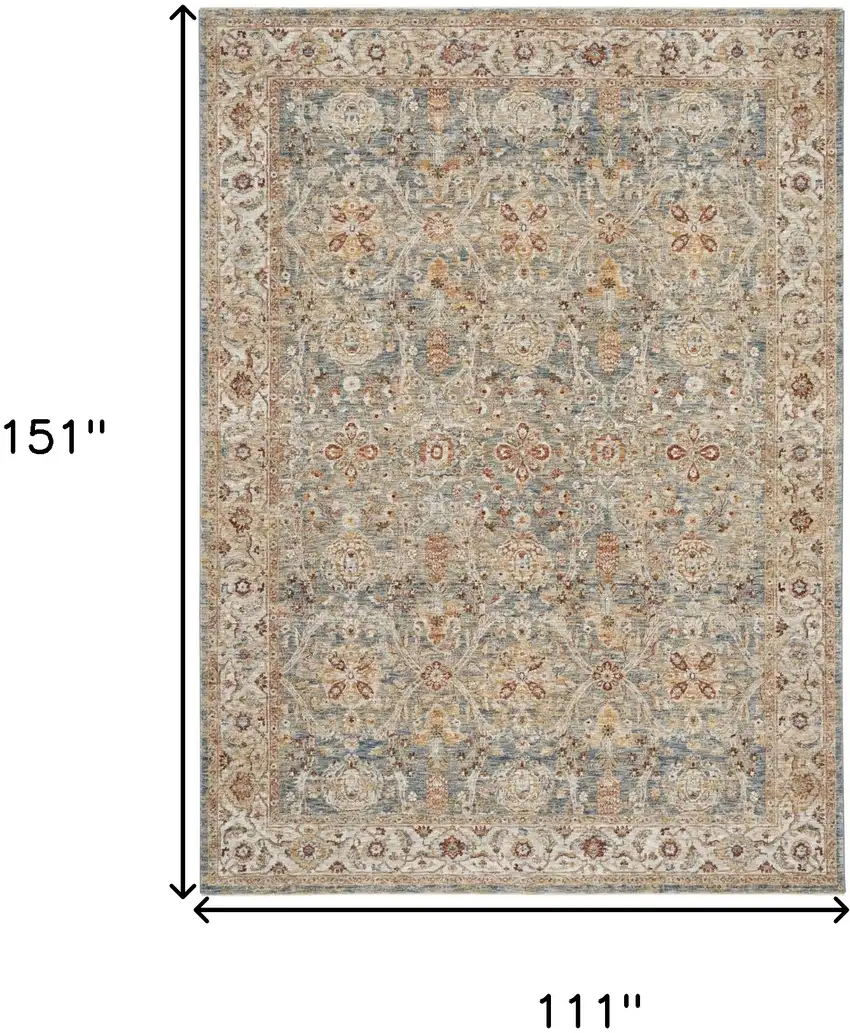 Blue Floral Distressed Area Rug Photo 3