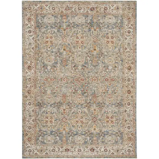 Blue Floral Distressed Area Rug Photo 2