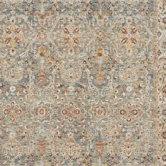 Blue Floral Distressed Area Rug Photo 7