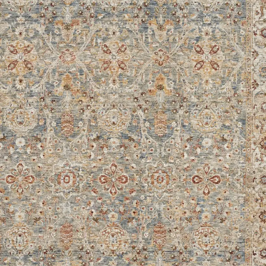 Blue Floral Distressed Area Rug Photo 7