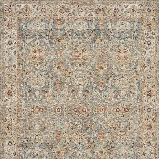 Blue Floral Distressed Area Rug Photo 4