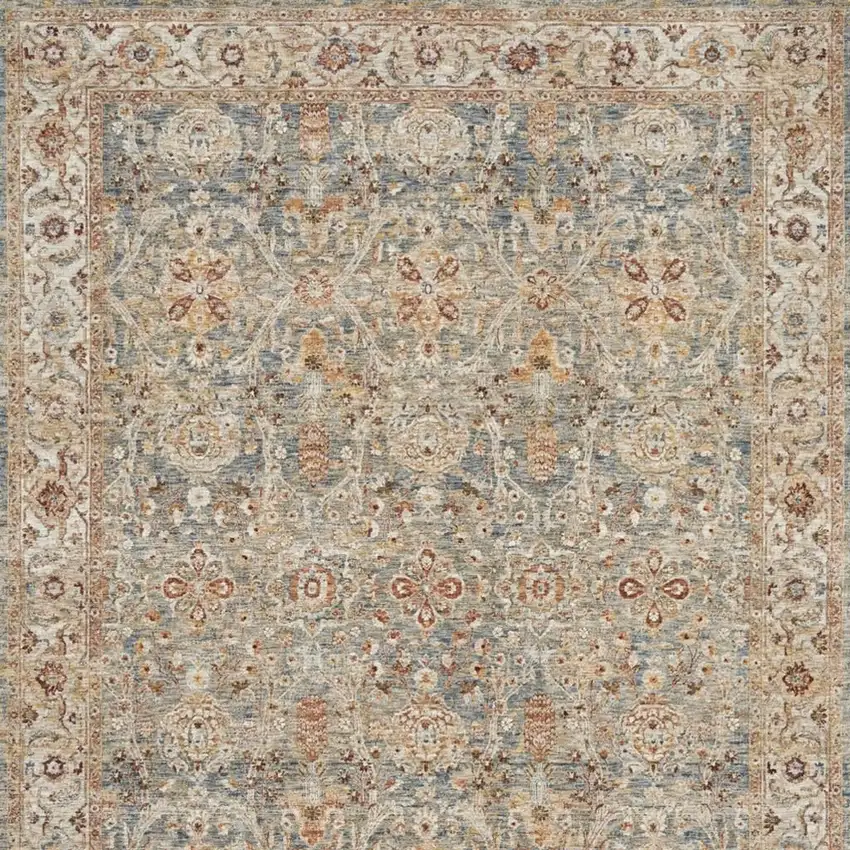 Blue Floral Distressed Area Rug Photo 4