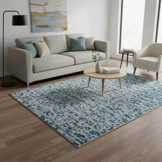 Blue Floral Distressed Area Rug Photo 1