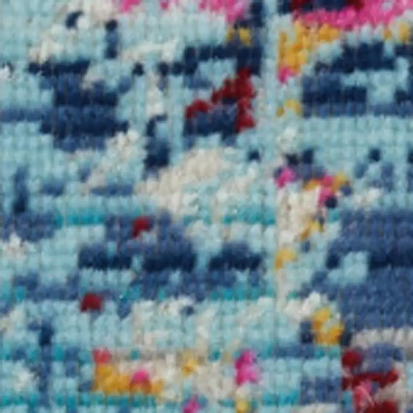 Blue Floral Distressed Area Rug Photo 4