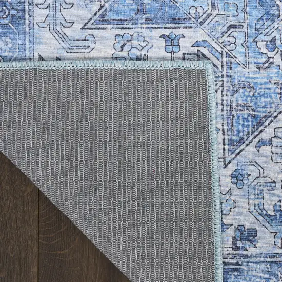 Blue Floral Distressed Area Rug Photo 9