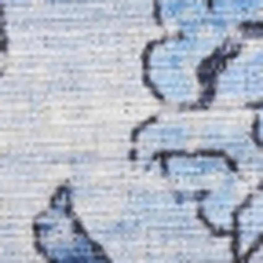 Blue Floral Distressed Area Rug Photo 2
