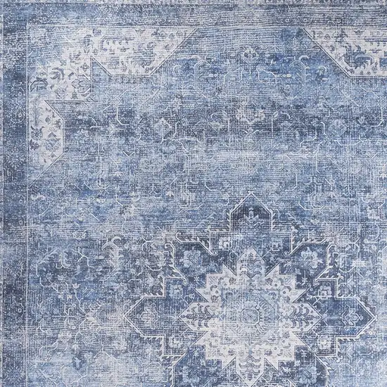 Blue Floral Distressed Area Rug Photo 9