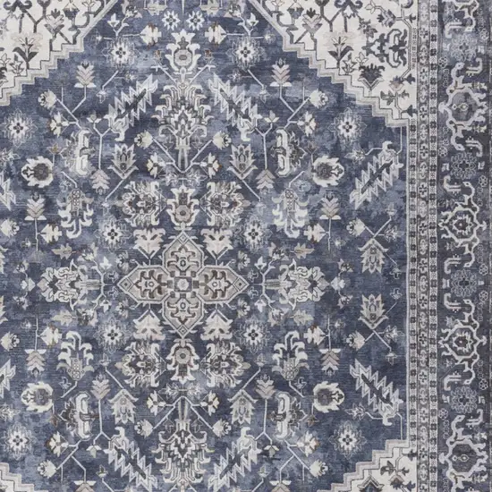 Blue Floral Distressed Area Rug Photo 9