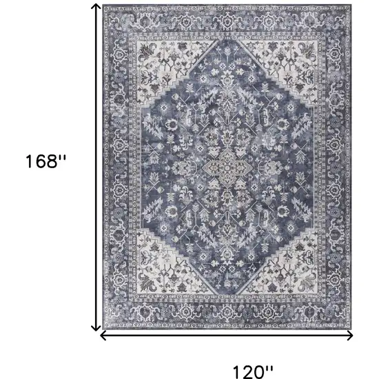 Blue Floral Distressed Area Rug Photo 3