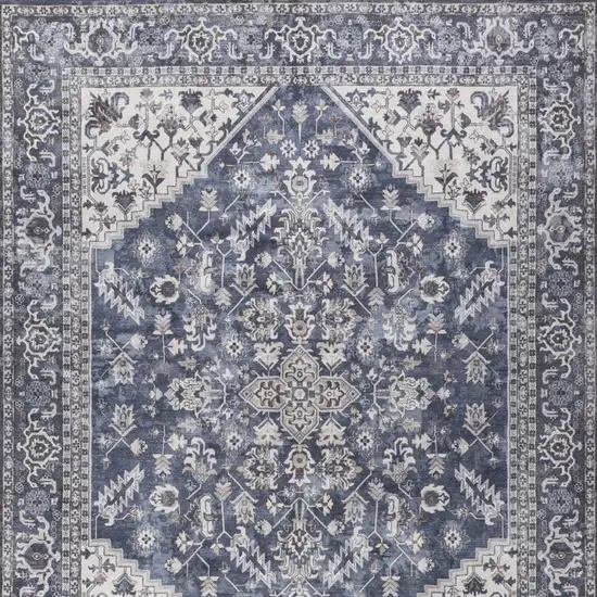 Blue Floral Distressed Area Rug Photo 8