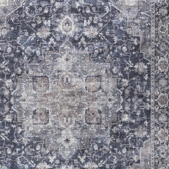 Blue Floral Distressed Area Rug Photo 8