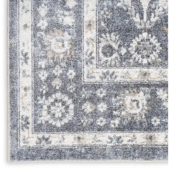 Blue Floral Distressed Area Rug Photo 9