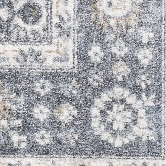 Blue Floral Distressed Area Rug Photo 3