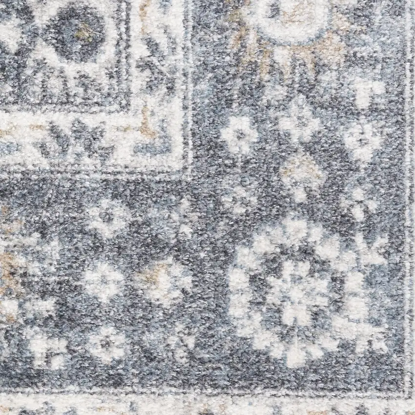Blue Floral Distressed Area Rug Photo 3