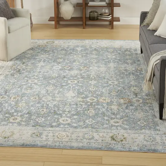 Blue Floral Distressed Area Rug Photo 3