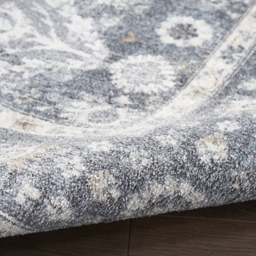 Blue Floral Distressed Area Rug Photo 9