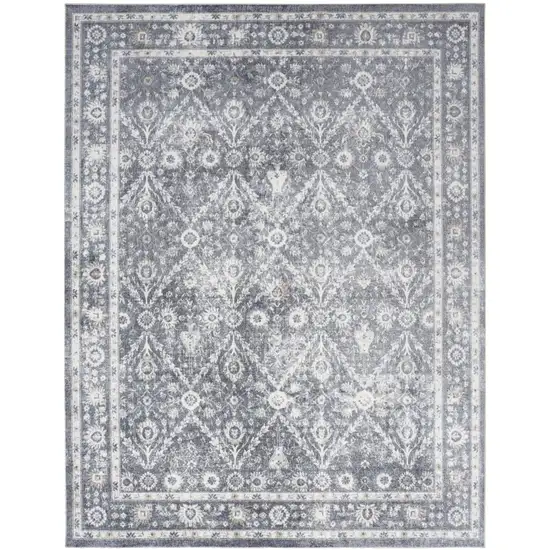 Blue Floral Distressed Area Rug Photo 8