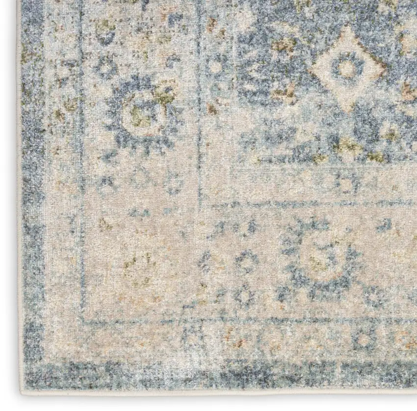 Blue Floral Distressed Area Rug Photo 9